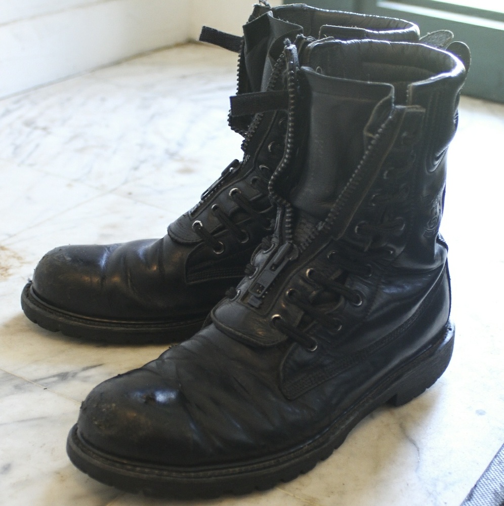 Vintage black leather south west firefighter boots